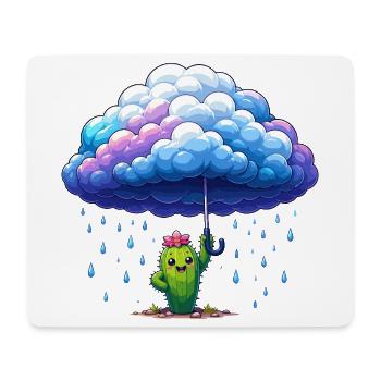 Cactus sous des nuages de pluie - Tapis de souris (format paysage) - blanc - Devant