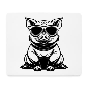 Cochon avec des lunettes de soleil - Tapis de souris (format paysage) - blanc - Devant