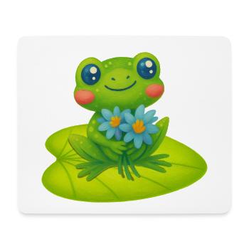 Grenouille mignonne avec un bouquet de fleurs - Tapis de souris (format paysage) - blanc - Devant