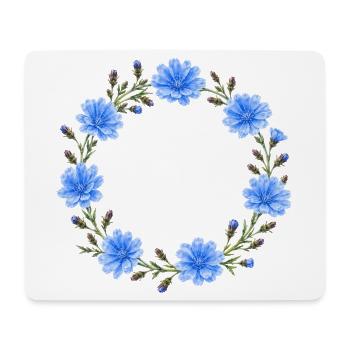 (Außer)gewöhnlicher Wegwartenkranz Blumenmotiv - Mousepad (Querformat) - Weiß - Vorne