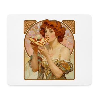Pin-up de pizza Art nouveau – Affiche Art nouveau noble - Tapis de souris (format paysage) - blanc - Devant