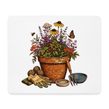 Pot de fleurs sauvages Jardin de jardinage Jardins naturels - Tapis de souris (format paysage) - blanc - Devant