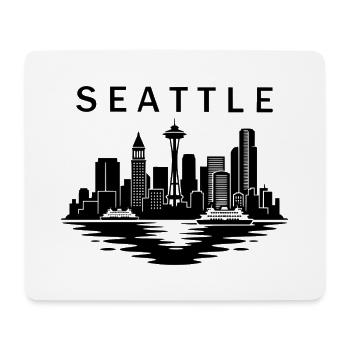 Silhouette urbaine de la silhouette de la skyline de Seattle Washington - Tapis de souris (format paysage) - blanc - Devant