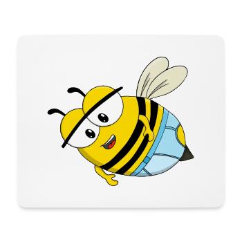 Une mignonne abeille de dessin animé en sous-vêtements bleus - Tapis de souris (format paysage) - blanc - Devant