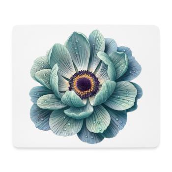 Anémone fleur de goutte d’eau sarcelle - Tapis de souris (format paysage) - blanc - Devant