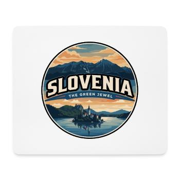 Badge rétro de saignement de lac slovénie - Tapis de souris (format paysage) - blanc - Devant