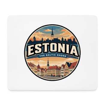 Écusson rétro de la vieille ville de Tallinn en Estonie - Tapis de souris (format paysage) - blanc - Devant