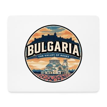 Retro Bulgaria Rose Valley Badge - Mouse Pad (horizontal) - white - Front