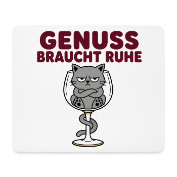 Genuss braucht Ruhe – Comic-Katze im Weinglas - Mousepad (Querformat) - Weiß - Vorne