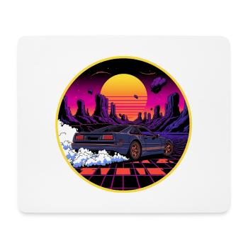 80er Retro Cyberpunk Outrun Sportwagendesign - Mousepad (Querformat) - Weiß - Vorne