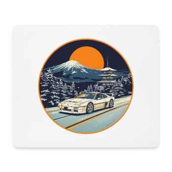 Retro 90er JDM NSX Winter Mt Fuji Pagoda Kunst - Mousepad (Querformat) - Weiß - Vorne