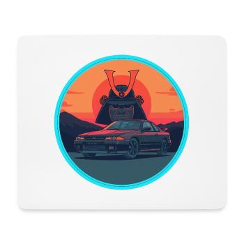Retro 90er JDM Samurai Kabuto Warrior Sportwagen - Mousepad (Querformat) - Weiß - Vorne