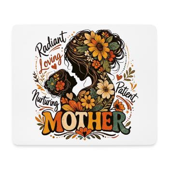 Silhouette de fleurs de la Mère radieuse - Tapis de souris (format paysage) - blanc - Devant