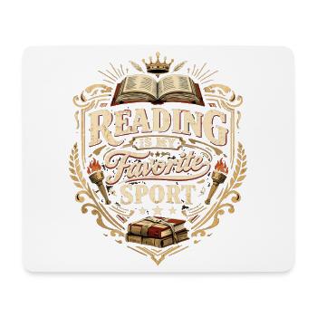Blason vintage : La lecture est mon sport préféré - Tapis de souris (format paysage) - blanc - Devant