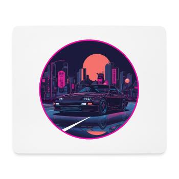 Retro 80er JDM Schrägheck Neon Tokyo Emblem - Mousepad (Querformat) - Weiß - Vorne