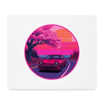 Retro 80s JDM FC Coupe Sakura Sunset Emblem - Mouse Pad (horizontal) - white - Front