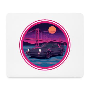 Retro 80s JDM FC Coupe Neon Bridge Emblem - Mouse Pad (horizontal) - white - Front