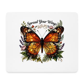 Spread Your Wings: Floral Butterfly - Mouse Pad (horizontal) - white - Front