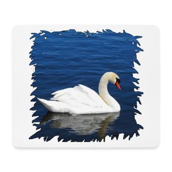 White swan on blue water - Mouse Pad (horizontal) - white - Front
