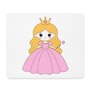 Princesse à la couronne et robe rose – Conte de fées - Tapis de souris (format paysage) - blanc - Devant