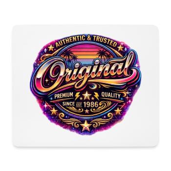Insigne rétro Neon Synthwave des années 1980 Original 1986 - Tapis de souris (format paysage) - blanc - Devant