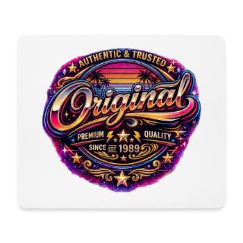 Insigne rétro des années 1980 Neon Synthwave Original 1989 - Tapis de souris (format paysage) - blanc - Devant
