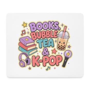 Books, Bubble Tea and K-Pop - Mouse Pad (horizontal) - white - Front