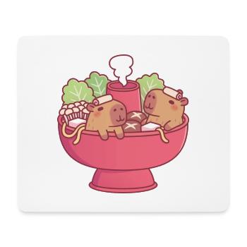Capybaras drôles se détendant dans un hotpot de bateau à vapeur - Tapis de souris (format paysage) - blanc - Devant