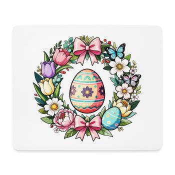 Pastel Easter Floral Egg Wreath - Mouse Pad (horizontal) - white - Front