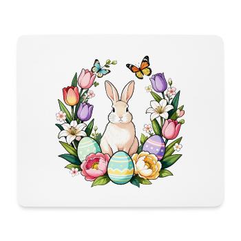 Lapin de la Fleur de Pâques - Tapis de souris (format paysage) - blanc - Devant