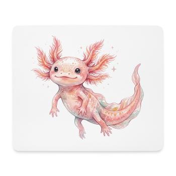 Mignon bébé axolotl rose en style aquarelle - Tapis de souris (format paysage) - blanc - Devant