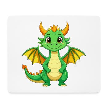Kleiner grüner Drache mit Flügeln – Fantasy Motiv - Mousepad (Querformat) - Weiß - Vorne
