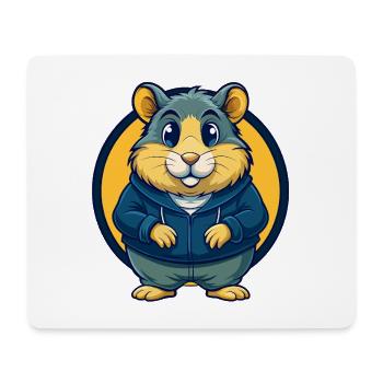 Hamster Kawaii Maskottchen Cartoon Clipart Logo Abzeichen - Mousepad (Querformat) - Weiß - Vorne