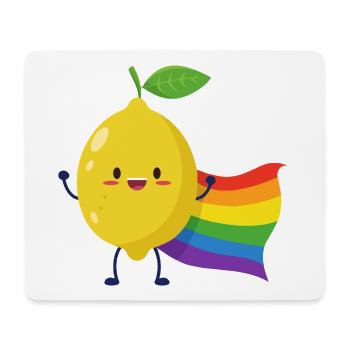 Zitrone mit Regenbogencape - Mousepad (Querformat) - Weiß - Vorne