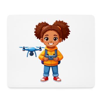 Little pilot piloting flying drone – technology - Mouse Pad (horizontal) - white - Front
