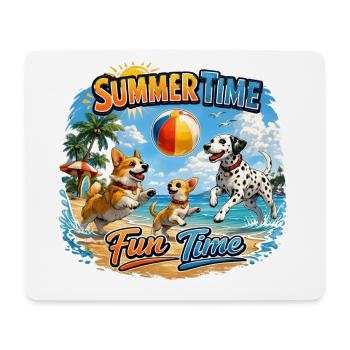Été : Chiens qui jouent sur la plage - Tapis de souris (format paysage) - blanc - Devant