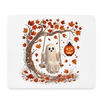 Halloween Ghost on Swing with Pumpkin Autumn - Mouse Pad (horizontal) - white - Front