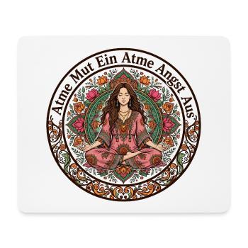 Atme Mut Ein Angst Aus Bunt Yoga - Mousepad (Querformat) - Weiß - Vorne