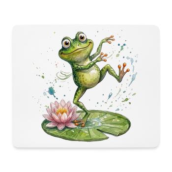 Dancing frog on the lily pad - Mouse Pad (horizontal) - white - Front