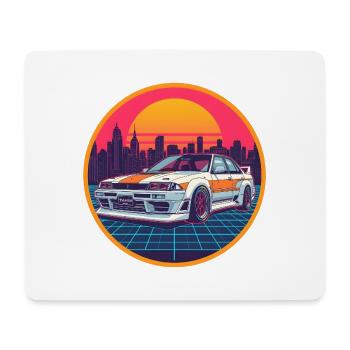 Retro 80er JDM Limousine Neon Cyber City Emblem - Mousepad (Querformat) - Weiß - Vorne