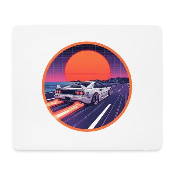 Retro 80er Cyber Supercar Neon Highway Emblem - Mousepad (Querformat) - Weiß - Vorne