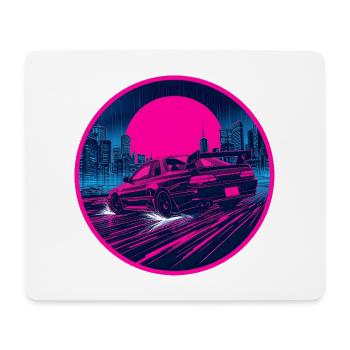 Retro 90er JDM Coupé Rainy Neon Cyber City Emblem - Mousepad (Querformat) - Weiß - Vorne