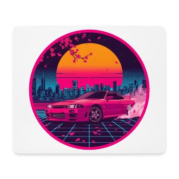 Retro 90er JDM R33 Sakura City Raster-Emblem - Mousepad (Querformat) - Weiß - Vorne