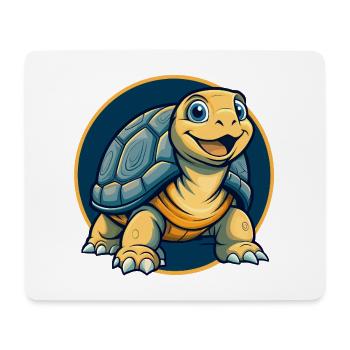 Tortoise Kawaii Mascot Cartoon Clipart Logo Badge - Mouse Pad (horizontal) - white - Front