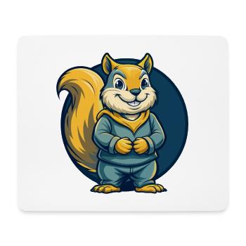 Squirrel Kawaii Mascot Cartoon Clipart Logo Badge - Mouse Pad (horizontal) - white - Front