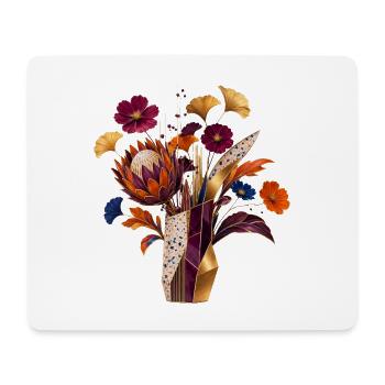 Vase Floral Géométrique Doré - Tapis de souris (format paysage) - blanc - Devant