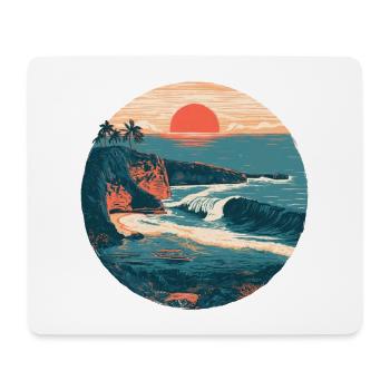 Sunset Coast Rétro - Tapis de souris (format paysage) - blanc - Devant
