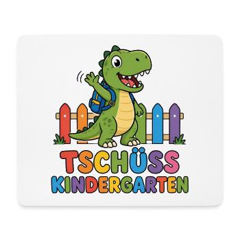 Tschüss Kindergarten – T-Rex mit Rucksack  - Mousepad (Querformat) - Weiß - Vorne