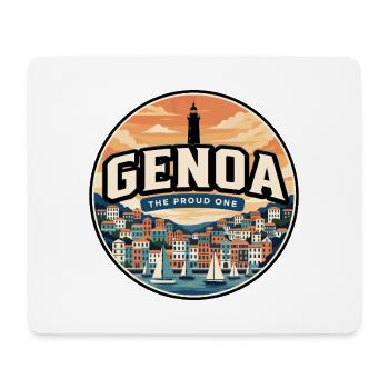 Badge de voyage rétro Genoa Porto Antico - Tapis de souris (format paysage) - blanc - Devant