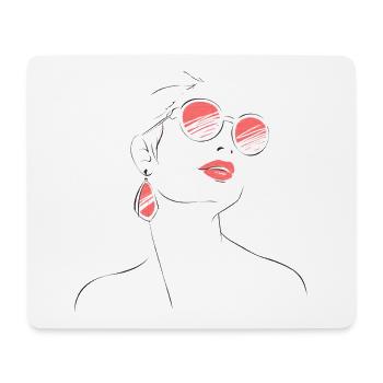 Croquis de lunettes de soleil de femme élégante - Tapis de souris (format paysage) - blanc - Devant